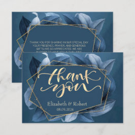 Cartão de Agradecimento de Casamento Blue Leaves G