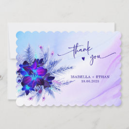 Cartão de Agradecimento de Casamento Blue Orchid