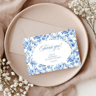 Cartão de Agradecimento de Casamento Blue Roses Lu