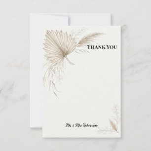 Cartão de Agradecimento de Casamento Boho Dried Pa