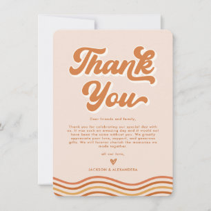 Cartão de Agradecimento de Casamento Boho Laranja