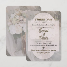 Cartão de Agradecimento de Casamento Boho Neutro E