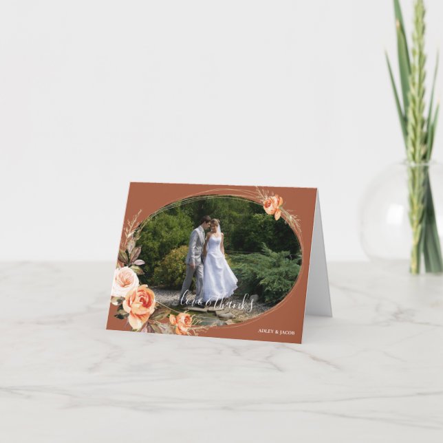 Cartão de Agradecimento de Casamento Boho Outono T (Frente)