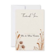 Cartão de Agradecimento de Casamento Boho Pampas B