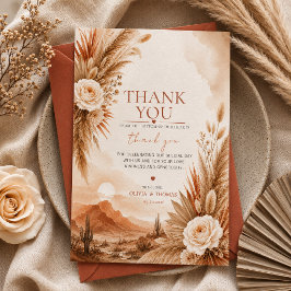 Cartão de Agradecimento de Casamento Boho Pôr do S