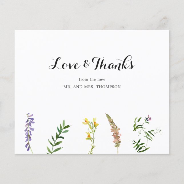 Cartão de Agradecimento de Casamento Boho Selvagem (Frente)
