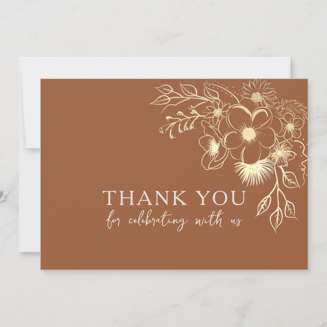 Cartão de Agradecimento de Casamento Boho Terracot (Frente)