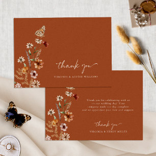 Cartão de Agradecimento de Casamento Boho Terracot