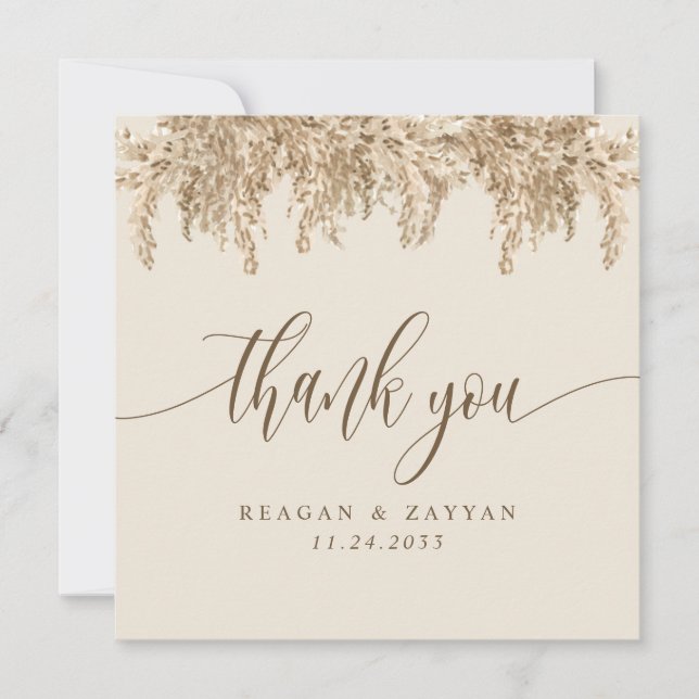 Cartão de Agradecimento de Casamento Boho Terroso  (Frente)