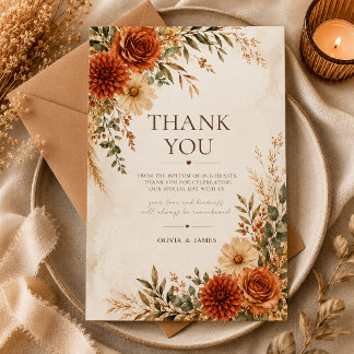 Cartão de Agradecimento de Casamento Boho Wild Ter