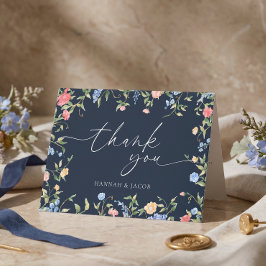 Cartão de Agradecimento de Casamento Boho Wildflow