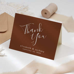Cartão de Agradecimento de Casamento Café Marrom R