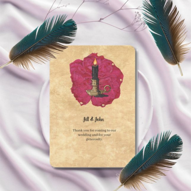 Cartão de Agradecimento de Casamento Candle e Rosa (Criador carregado)