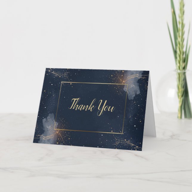 Cartão de Agradecimento de Casamento Celestial | A (Frente)