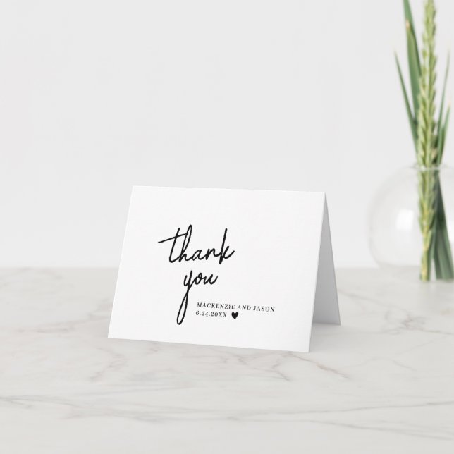 Cartão de Agradecimento de Casamento Chic | Script (Frente)