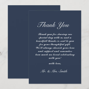 Cartão de Agradecimento de Casamento Clássico Azul