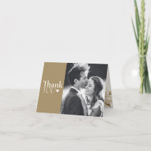 cartão de agradecimento de casamento clássico bege