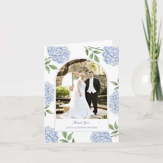 Cartão de Agradecimento de Casamento Clássico Blue (Frente)