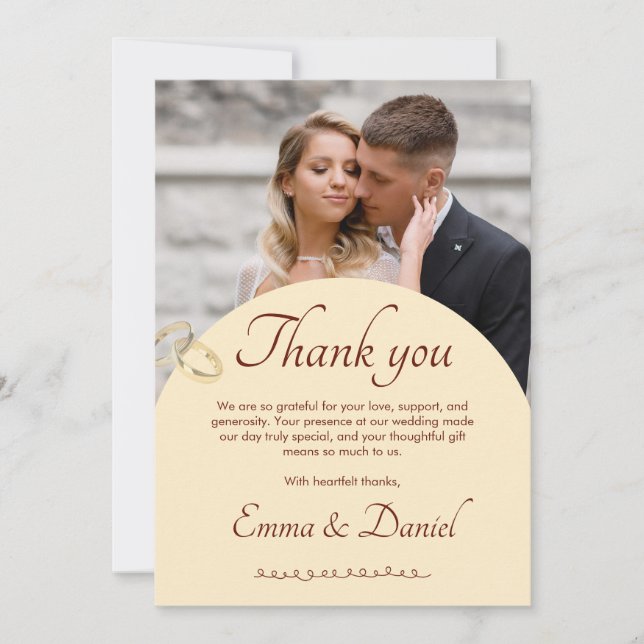 Cartão de Agradecimento de Casamento Clássico Roma (Frente)
