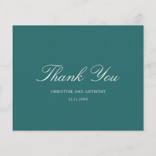 Cartão de Agradecimento de Casamento Clássico Teal