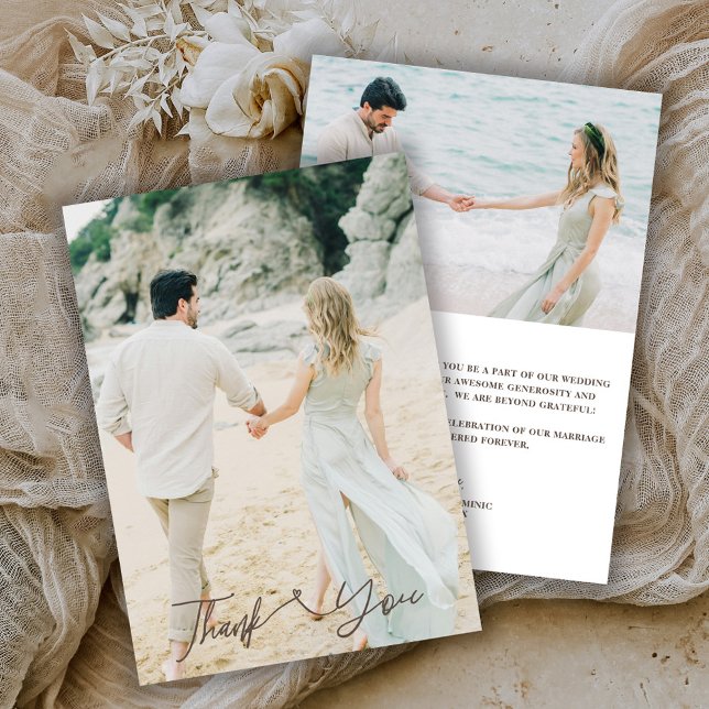 Cartão de Agradecimento de Casamento com 2 Fotos E (Criador carregado)
