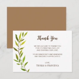 Cartão de Agradecimento de Casamento com Aguarela 