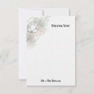 Cartão de Agradecimento de Casamento com Aquarela