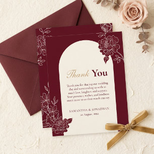 Cartão de Agradecimento de Casamento com Arco Flor