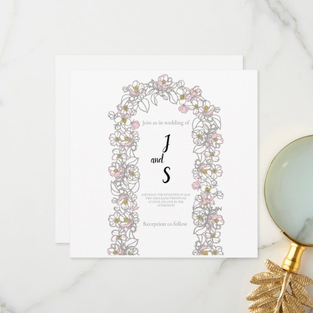 Cartão de agradecimento de casamento com arco mode (Frente/Verso In Situ)