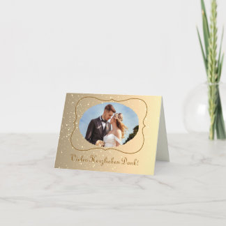 Cartão de agradecimento de casamento com brilho do