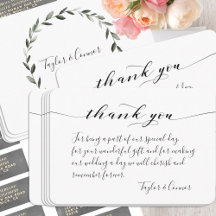 Cartão de Agradecimento de Casamento com Caligrafi