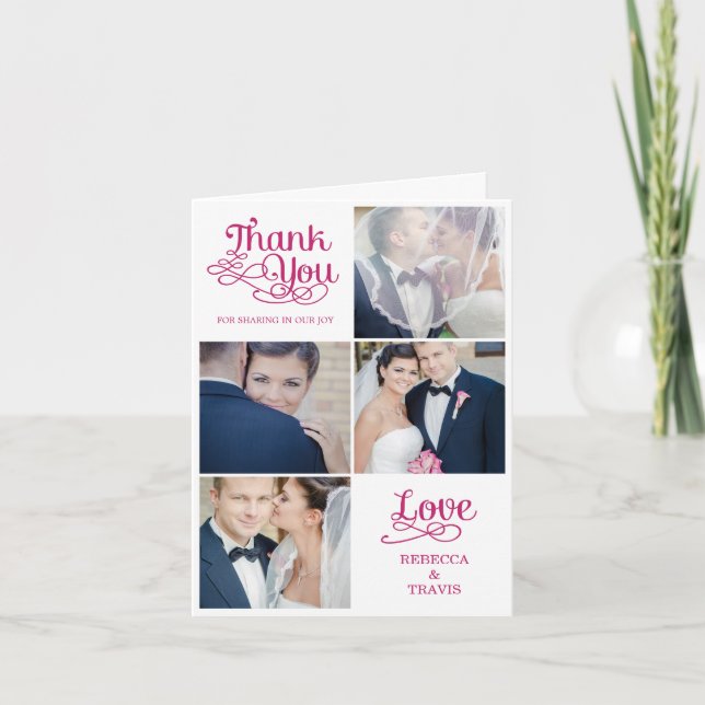 Cartão de Agradecimento de Casamento com Caligrafi (Frente)