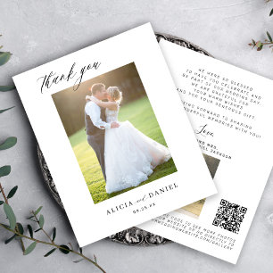 Cartão de agradecimento de casamento com código QR