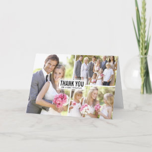 Cartão de Agradecimento de Casamento com Colagem d