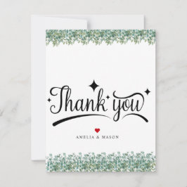 Cartão de agradecimento de casamento com eucalipto