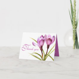 Cartão de agradecimento de casamento com flor roxa