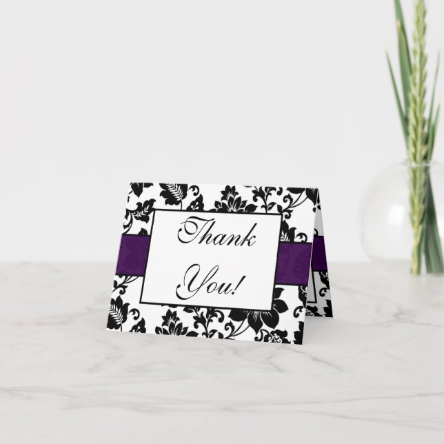 Cartão de Agradecimento de Casamento com Floral Da (Frente)