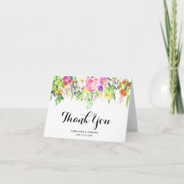 Cartão de Agradecimento de Casamento com Flores de