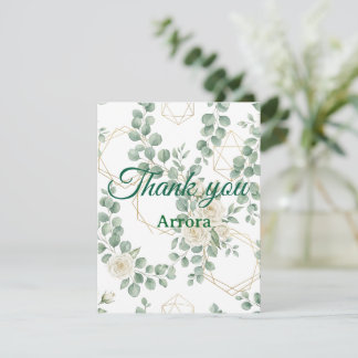 Cartão de Agradecimento de Casamento com Flores de