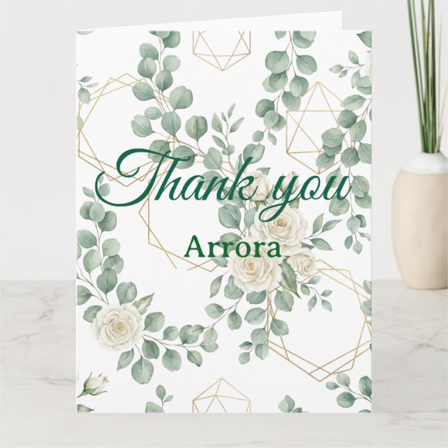 Cartão de Agradecimento de Casamento com Flores de (Frente)