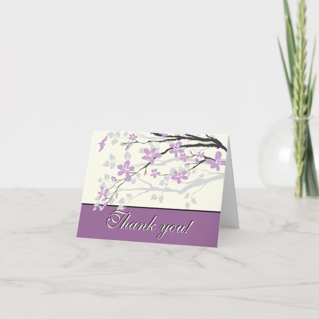 Cartão de agradecimento de casamento com flores ro (Frente)