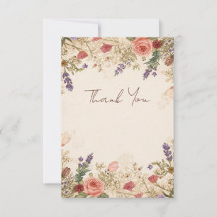 Cartão de Agradecimento de Casamento com Flores Se
