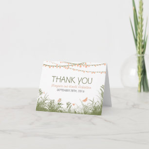 Cartão de agradecimento de casamento com flores si