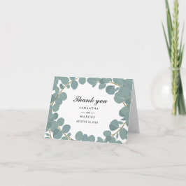 Cartão de Agradecimento de Casamento com Folhagem 