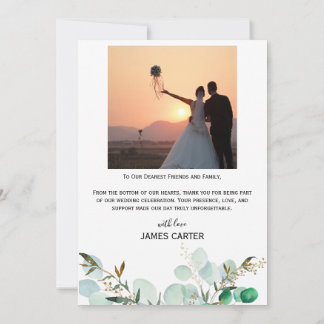Cartão de Agradecimento de Casamento com Fonte Min