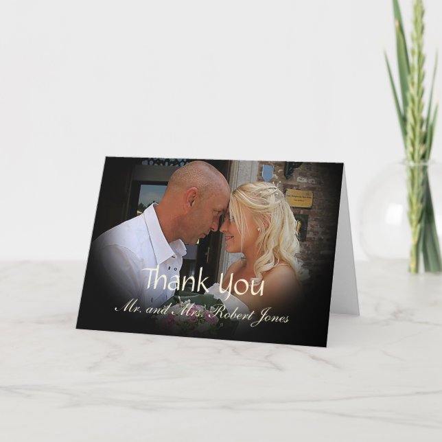 Cartão de Agradecimento de Casamento com Foto (Frente)