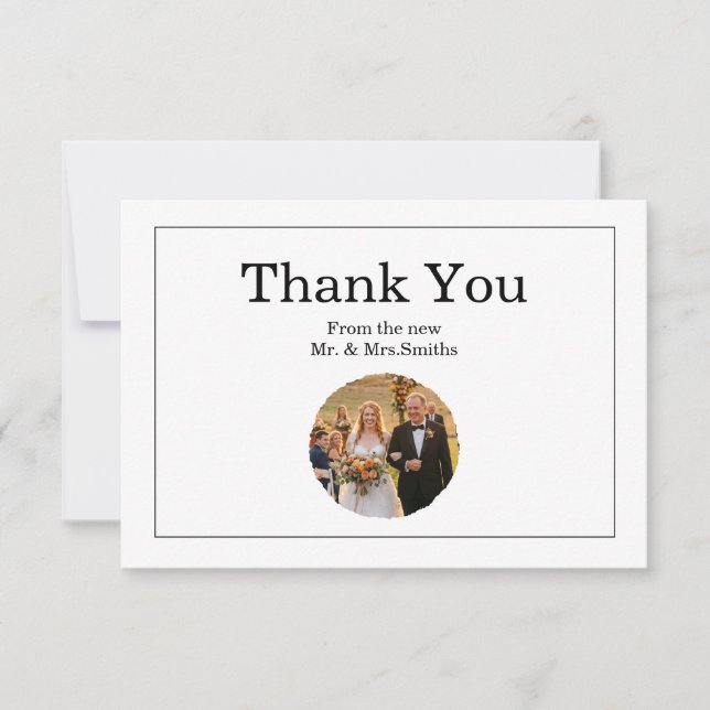 Cartão de Agradecimento de Casamento com Foto Circ (Frente)