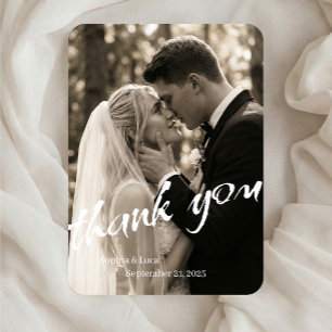 Cartão de Agradecimento de Casamento com Foto Clás