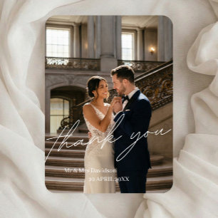 Cartão de Agradecimento de Casamento com Foto Comp
