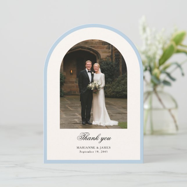 Cartão de Agradecimento de Casamento com Foto de A (Em pé/Frente)